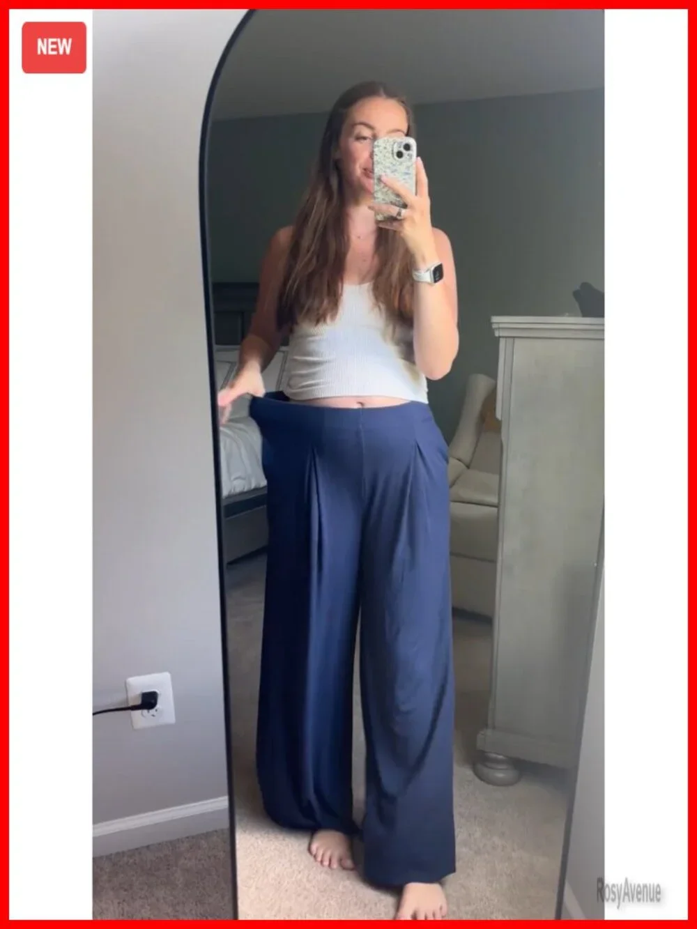 Flowy Wide Leg Pants High Waisted Pleated Stretchy Palazzo with Pockets
